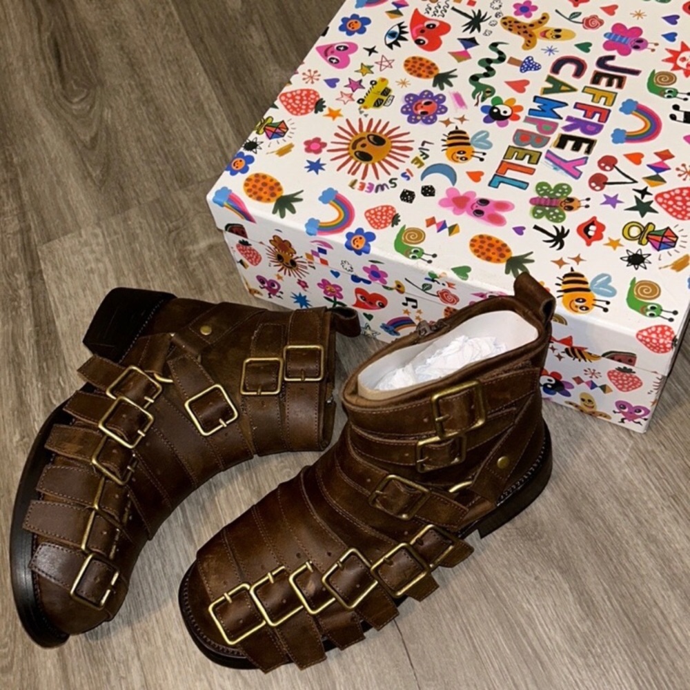 Jeffrey Campbell Brown Buckle Strap Women's Shoes